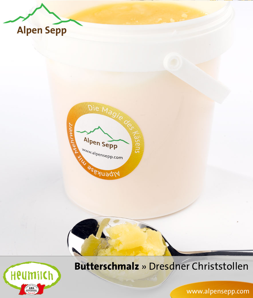 Premium Butterschmalz aus Heumilch in Alpen Sepp's Dresdner Christstollen