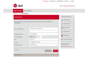 DPD Predict Adresse der Zustellung ändern