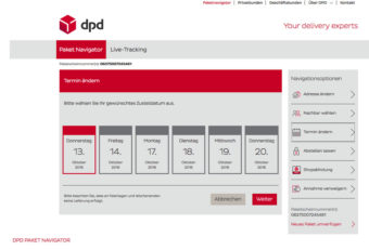 DPD Predict Neuer Termin für Paketzustellung vereinbaren