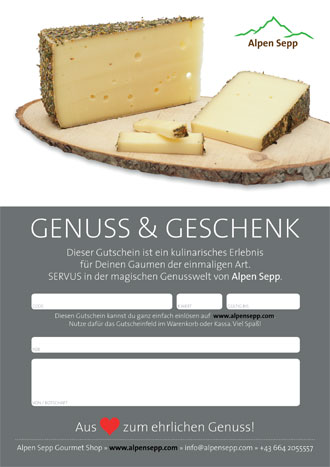 Gutschein Blumenkäse Design